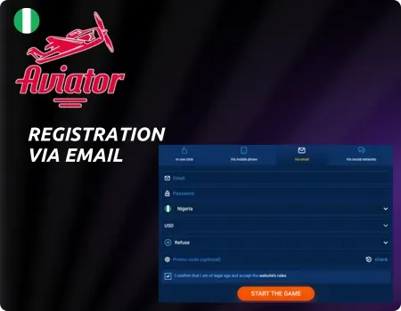 Registration via Email: Aviator game login