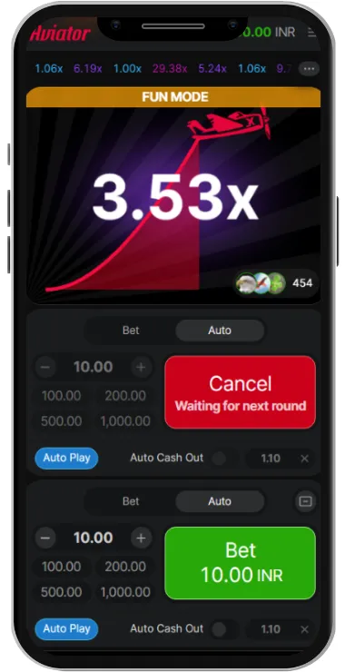 Aviator crash at 3.53x multiplier