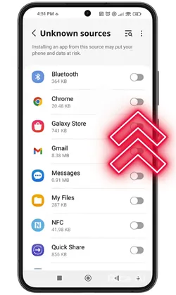 Open Android security settings